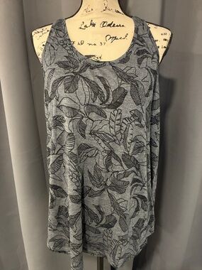 tek gear Black and Gray Leaf-Print Racerback Tank